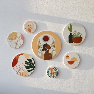Set 7 Tranh Tròn Decor Dán Tường