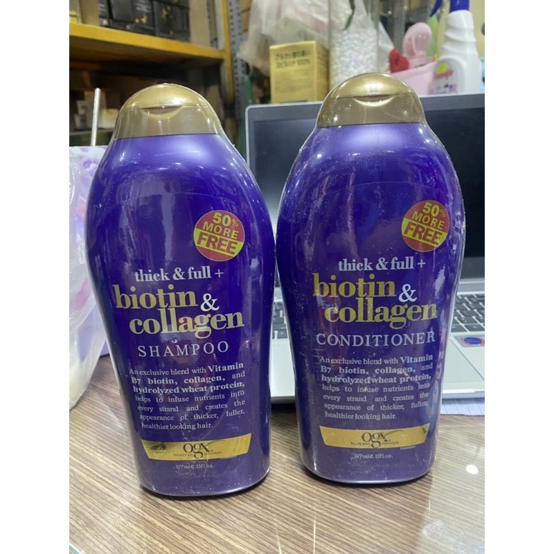 CẶP 2 CHAI CHAI DẦU GỘI OGX BIOTIN & COLLAGEN SIZE LỚN