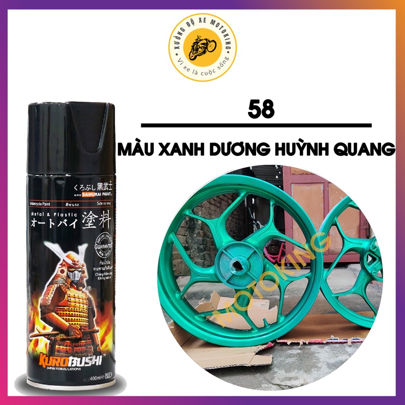 Combo Sơn Samurai màu xanh dương huỳnh quang 58 loại 2K chuẩn quy trình độ bền 5 năm gồm 4 chai 2K04 - UC1002 - 58- 2K01