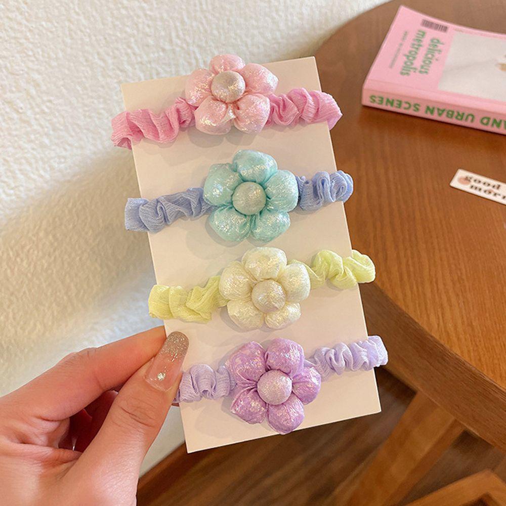 Dây Cột Tóc Cao Su Bọc Vải In Họa Tiết Hoa Đáng Yêu Hợp Thời Trang Cho Nữ