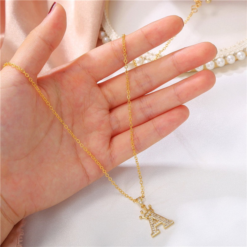 Vòng cổ Mặt 26 Chữ Cái Chữ Cái Đính Đá Zirconia Màu Vàng Sang Trọng Cá Tính Dành Cho Nam Và Nữ