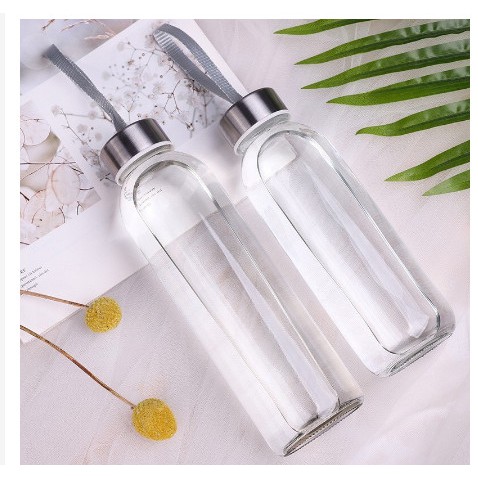 Bình Nước Thủy Tinh 500ml Nắp Dây Xách