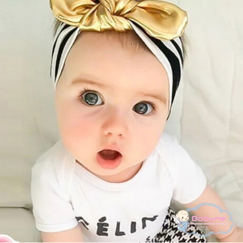 Băng Buộc Đầu Cotton , Họa Tiết Chấm Bi , Màu Vàng Cho Bé