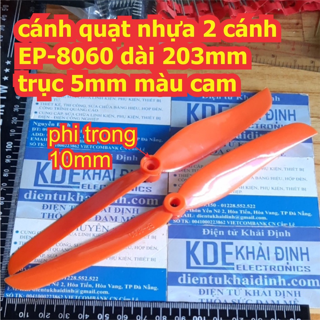 bộ 4 cái cánh quạt nhựa 2 cánh EP-8060 dài 203mm trục 5mm màu cam kde7803