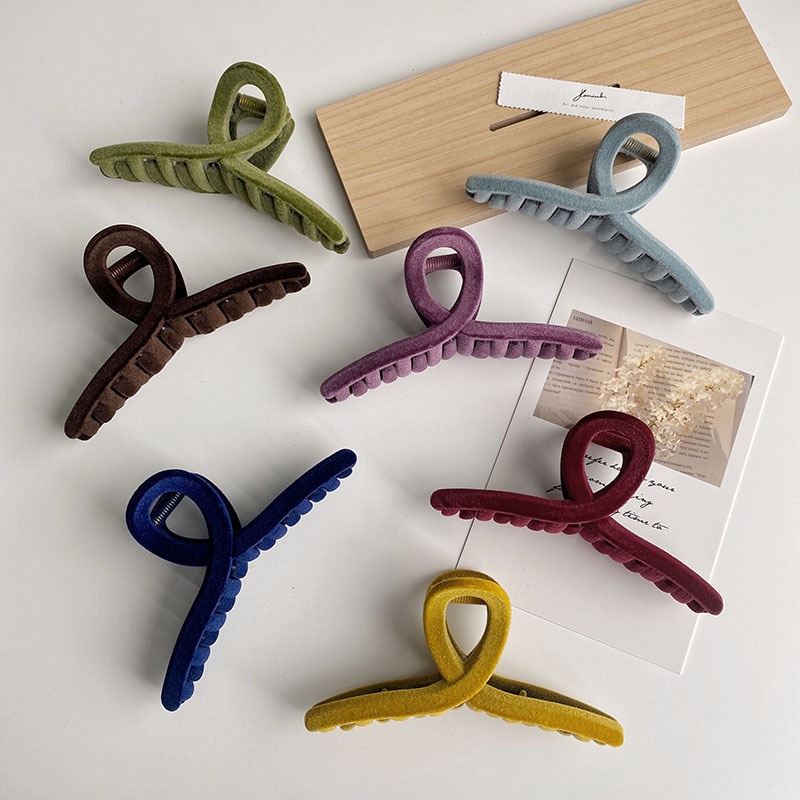 Kẹp tóc càng cua phủ vải nhung loại lớn thời trang mới dành cho nữ