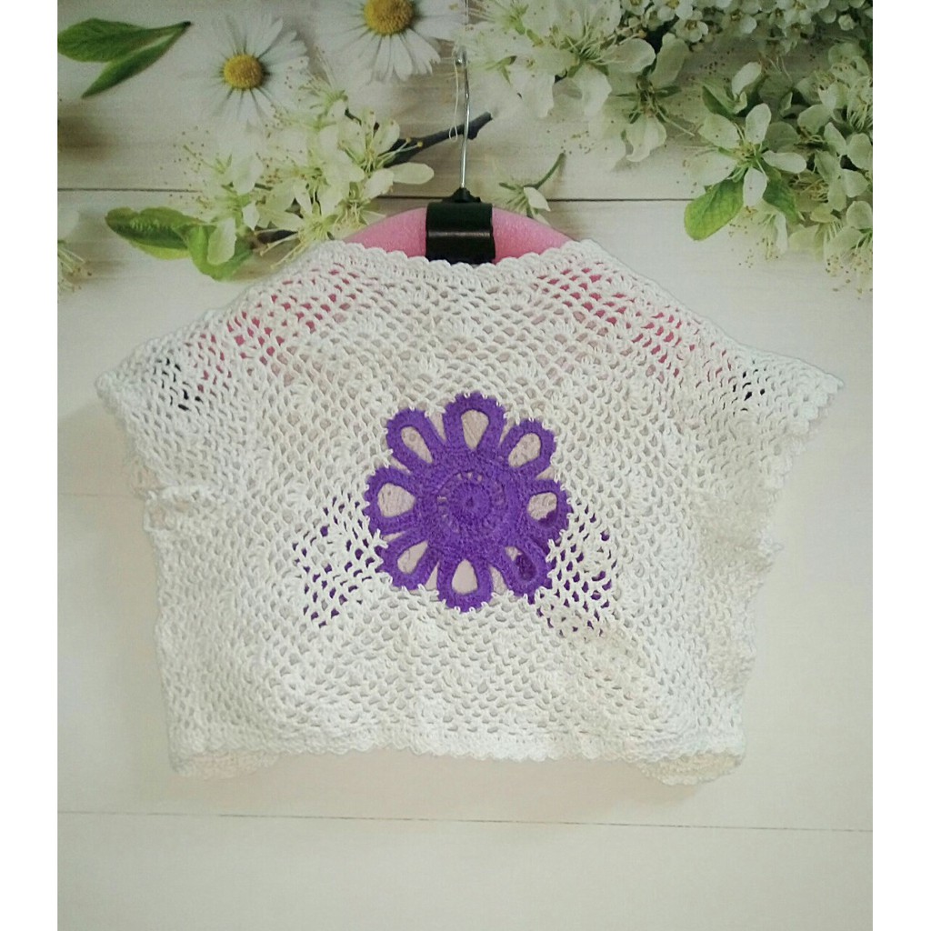 Áo khoác ren lửng cho bé gái từ 2-6 tuổi ( Áo khoác lửng móc sợi cotton handmade)