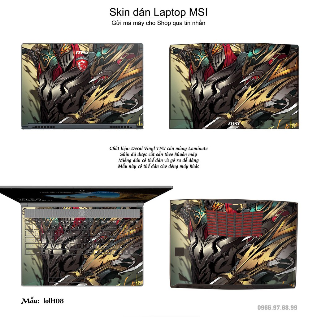 Skin dán Laptop MSI in hình Liên Minh Huyền Thoại nhiều mẫu 15 (inbox mã máy cho Shop)