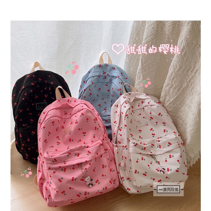 Ba lô nữ cherry ulzzang hàn quốc balo vải xinh xắn học sinh viên trend và trẻ trung