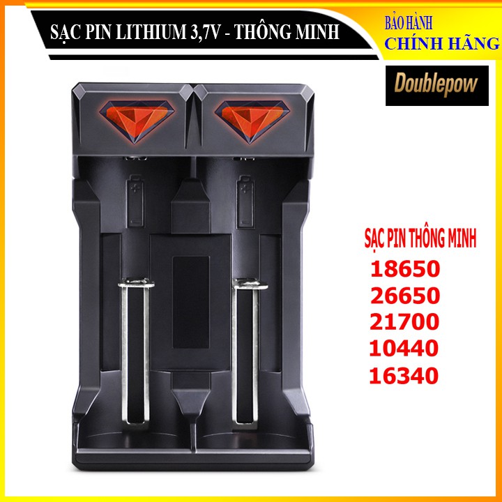 Bộ sạc Pin Lithium 3,7V thông minh Doublepow 2 khe sạc - sạc pin 18650 26650 21700 10440 16340 - UK21 (