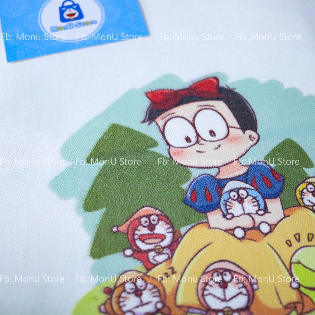 Túi tote DORAEMON DOREMON dễ thương cute có khóa kéo, túi con bên trong MON0137