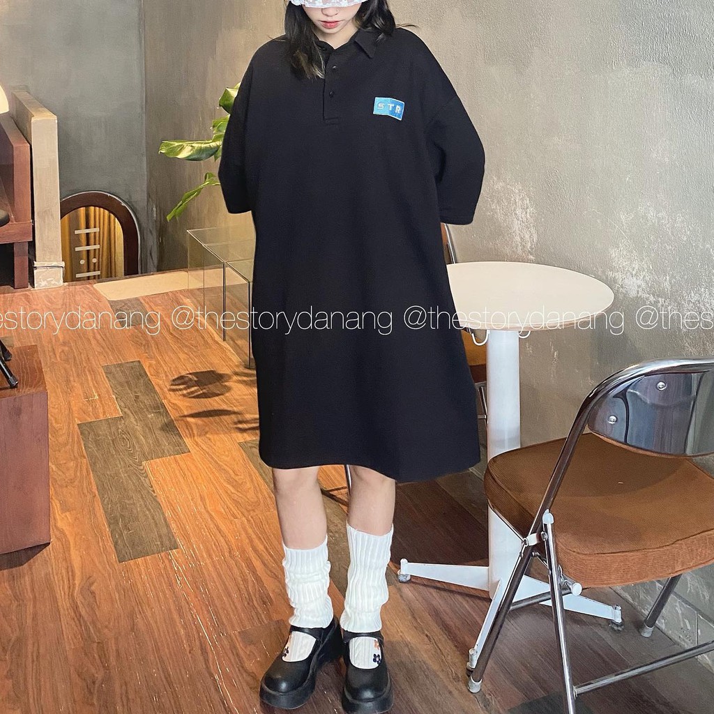 Đầm polo tay ngắn, thêu chữ ngực  D910