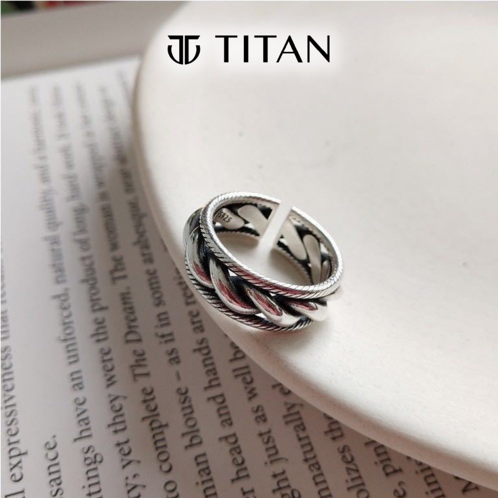Nhẫn nam nữ họa tiết xoắn ốc, nhẫn thời trang unisex freesize cá tính không gỉ ring titan màu bạc 925 TITAN Shop