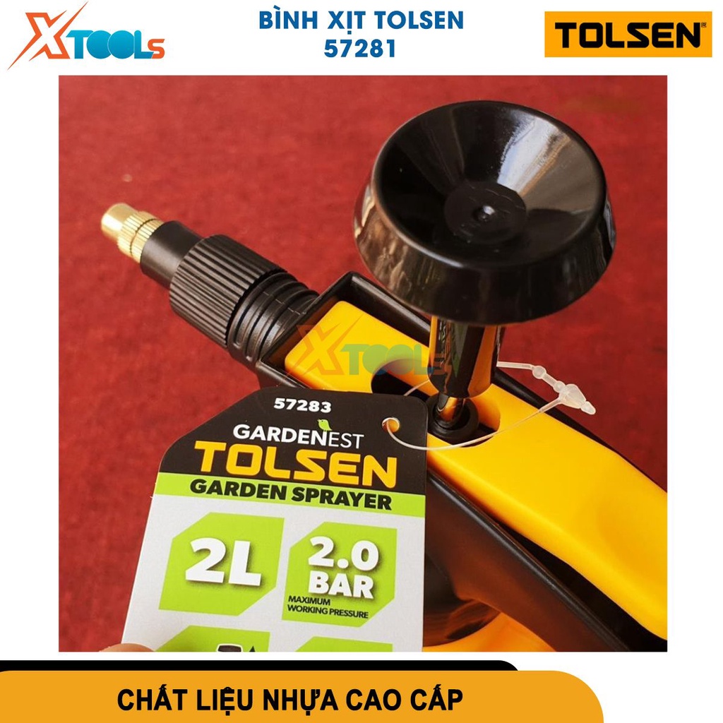 Bình xịt phun nước 2 lít tolsen 57281, ron phốt cao su, thép cứng gia nhiệt, độ đàn hồi cao, vỏ nhựa [CHÍNH HÃNG][XTOOLS