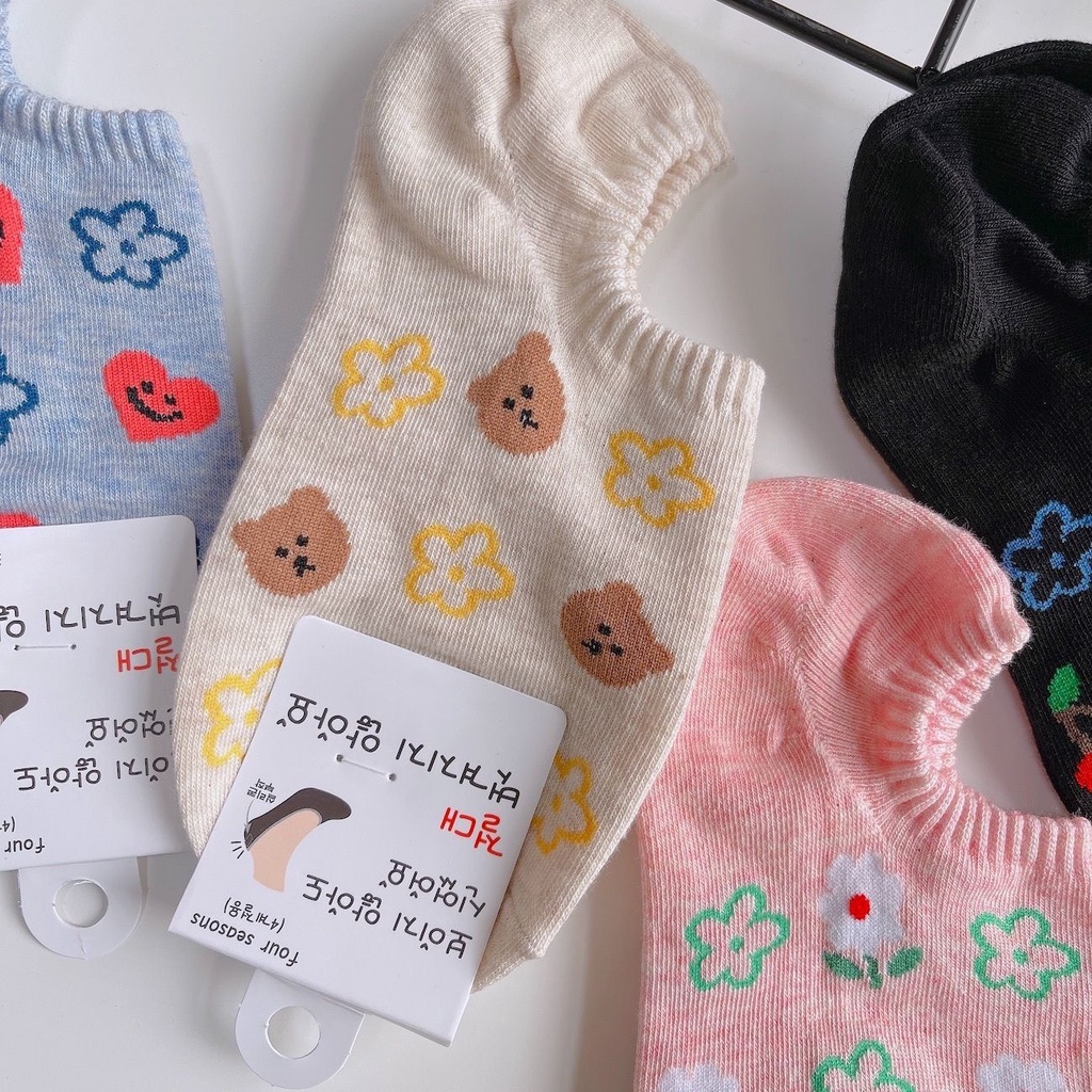 Tất Vớ Nữ Lười Hình Hoa Emoji Nhiều Màu Sắc Dễ Thương giá siêu rẻ mềm