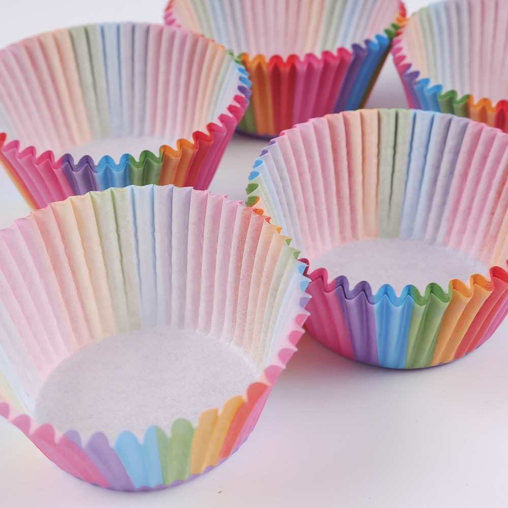 100pcs Rainbow Color Cupcake Liner Cupcake Paper Baking Cup  Cake Mold box Cup Tray Decor Tools