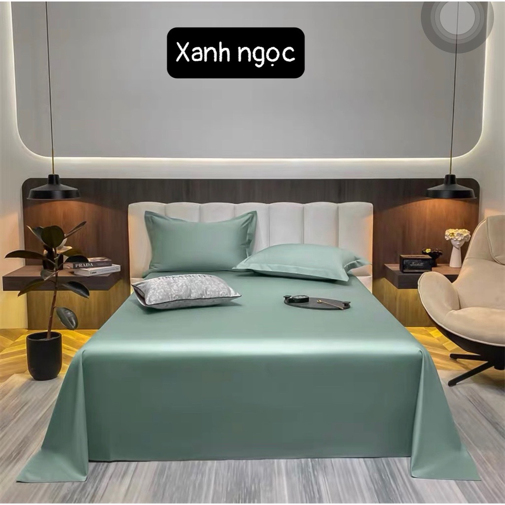 Bộ ga giường phi lụa trơn LIDACO chất liệu lụa mượt mà, óng ả decor phòng ngủ vintage