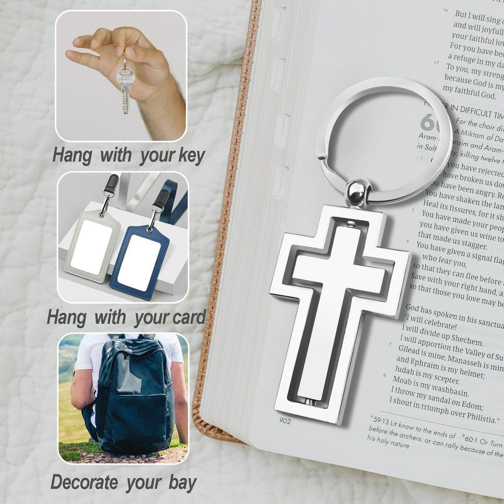 Bộ 2 Móc Khóa Xe Hơi Bằng Hợp Kim Hình Thánh Giá Độc Đáo