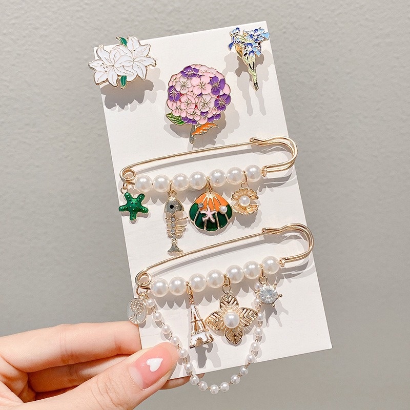 Trâm Cài Áo Hình Bông Hoa Đính Ngọc Trai Dễ Thương