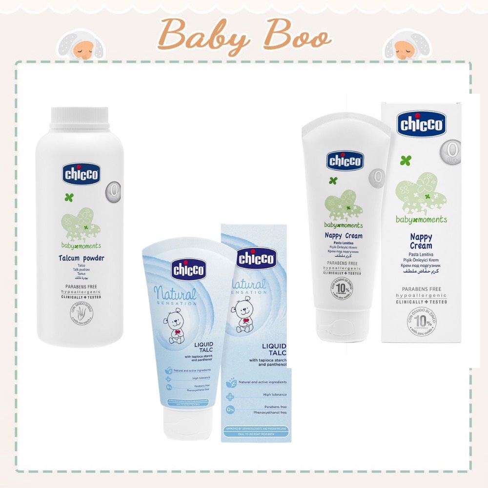 Phấn rôm nước , phấn rôm bột, kem hăm Chicco [ babyboo]