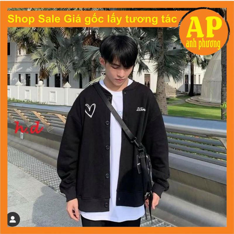 [ Mã FAMAYWA2 giảm 10K đơn 50K] Áo khoác cadigan in tim trắng hai mặt | BigBuy360 - bigbuy360.vn