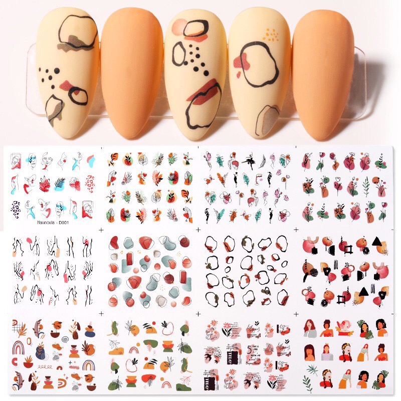 Set 12 sticker ngâm nước dán móng (đọc mô tả)