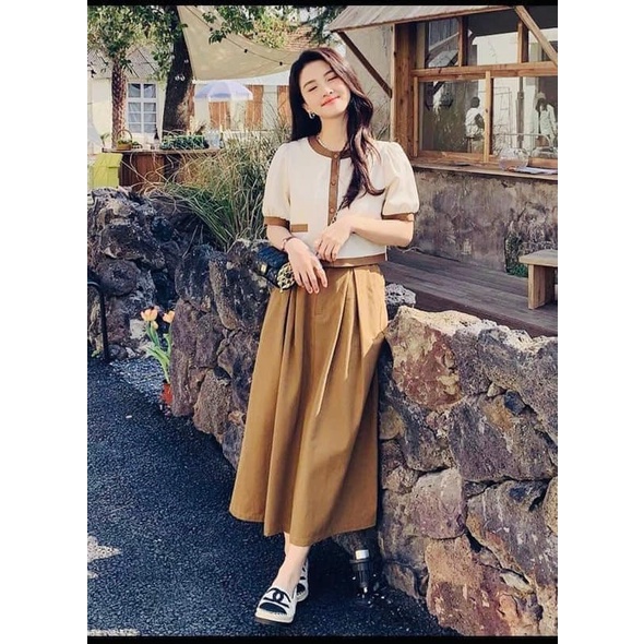 SET ÁO KÈM CHÂN VÁY PHA MÀU thời trang