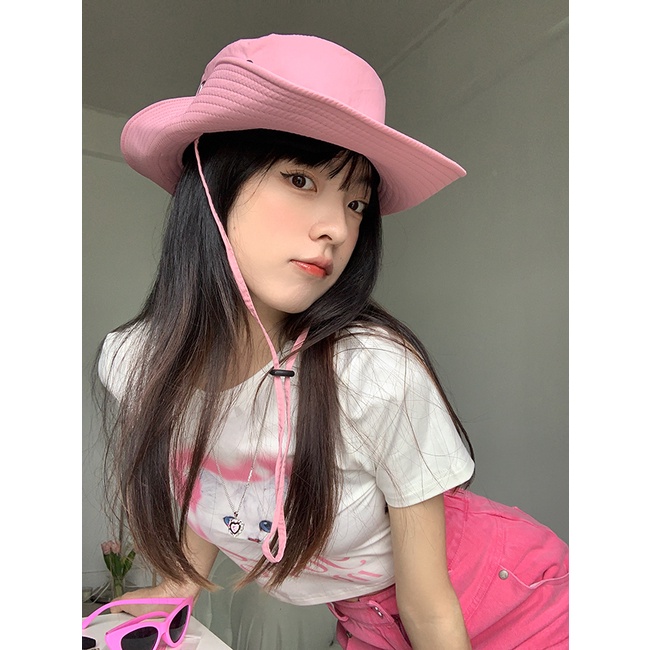 Mũ Cao Bồi Chống Nắng Phối Dây Rút Thời Trang Mùa Hè Dành Cho Nữ
