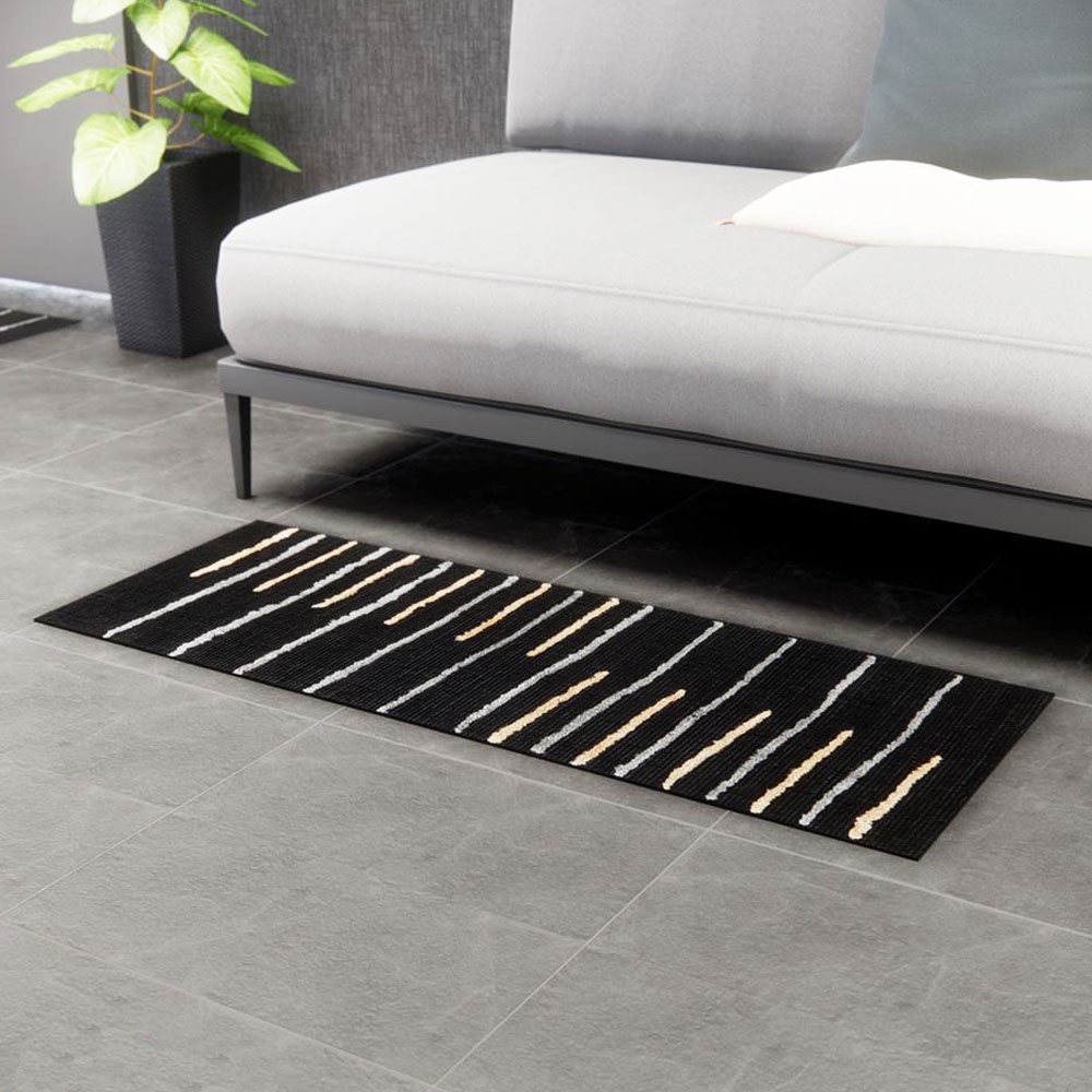 HomeBase HLS Thảm lót sàn lau chân phòng tắm Microfiber trống trượt PIANA Thái Lan W45xH120xD1,8 màu đen