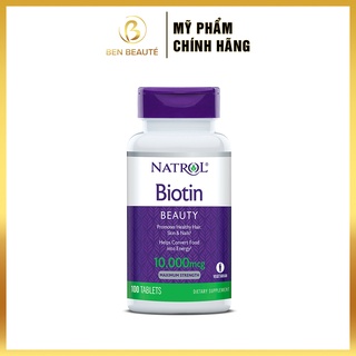 Viên Uống Hỗ Trợ Mọc Tóc Và Chống Rụng Tóc Natrol Biotin 10,000mcg Hộp 100 Viên