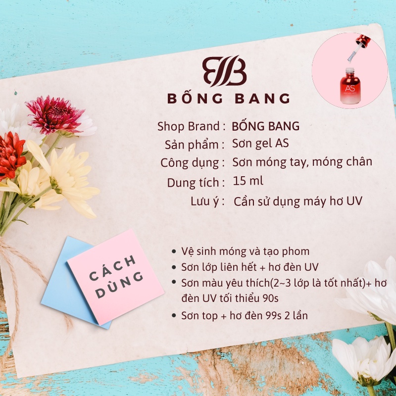 Sơn thạch sơn gel thạch sơn gel AS sơn móng tay  dùng máy hơ gel tone màu thạch nhũ hồng BỐNG BANG mã AYS 15ml