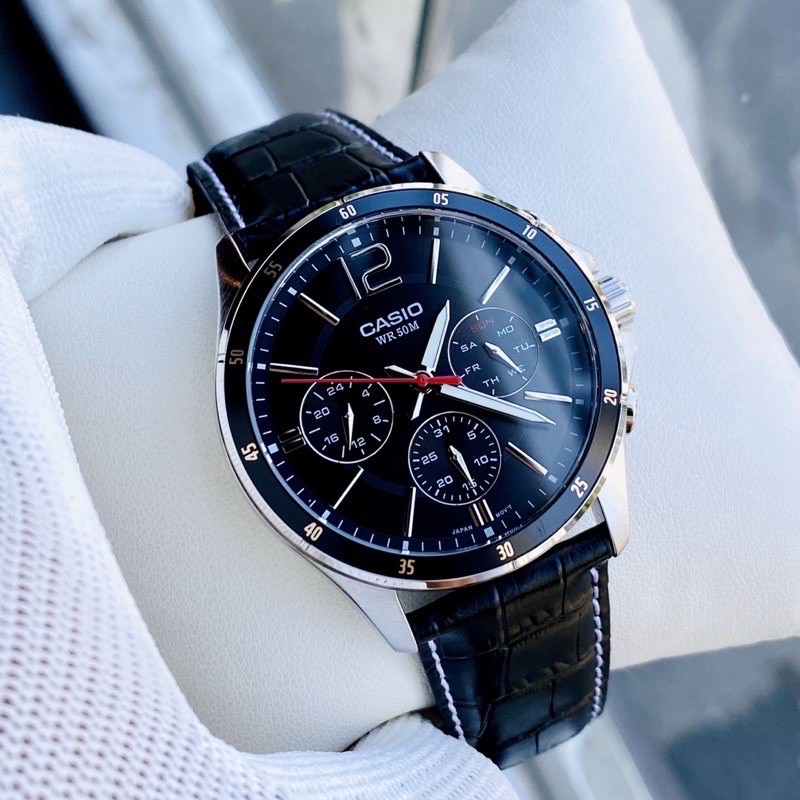 Đồng hồ nam dây da Casio chính hãng Anh Khuê MTP-1374L-1AVDF