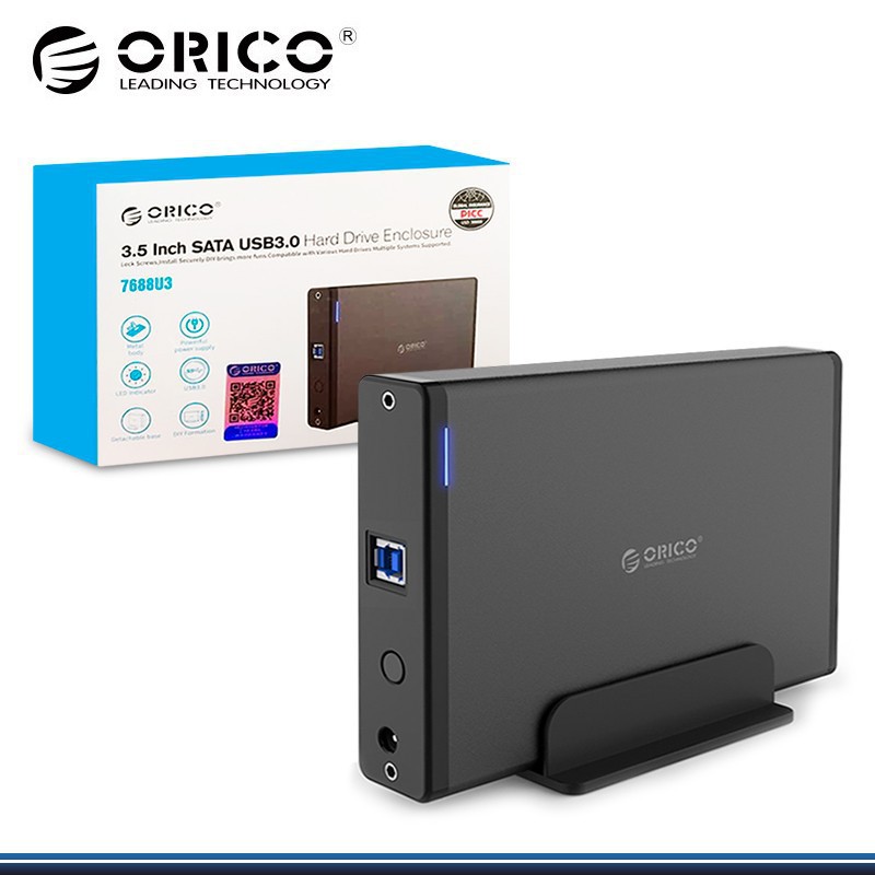 Hộp Đựng Ổ Cứng PC SATA USB 3.0 - HDD Box 3.5" ORICO 7688U3 Vỏ Kim Loại  - CHÍNH HÃNG ORICO