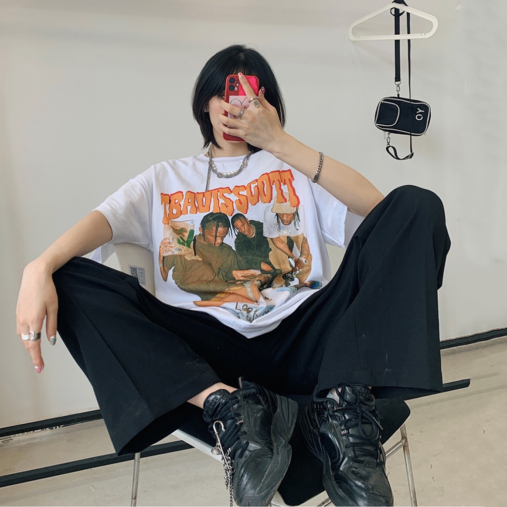 Áo Thun TRAVIS SCOTT Form Rộng Nam Nữ Unisex Phong Cách Đường Phố Nelly - Áo phông tay lỡ Ulzzang Leevin Store