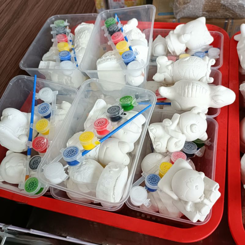 Bộ 3 tượng thạch cao cho bé tặng kèm màu nước và cọ vẽ - bộ tô tượng thạch cao Siêu Thị Happy