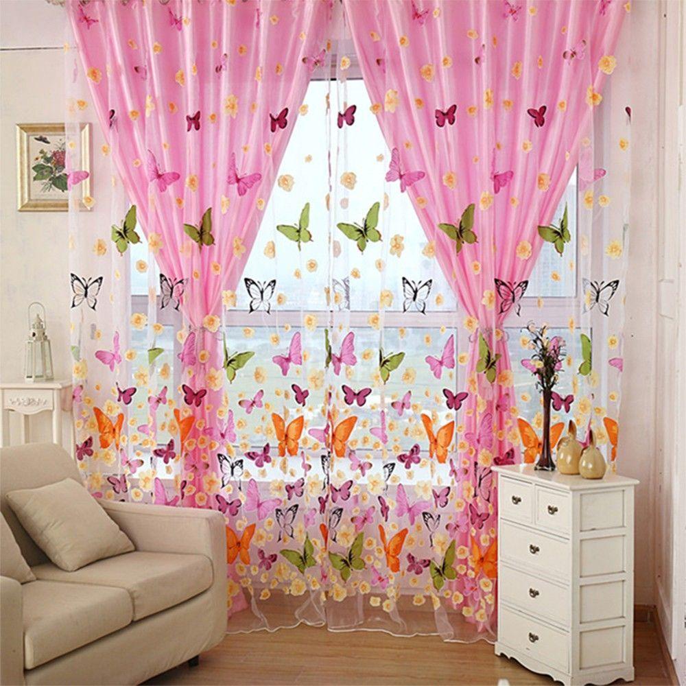 Rèm cửa sổ Vải Tuyn Hình Bướm Chất Lượng Cao Kích Thước 200cm X 100cm