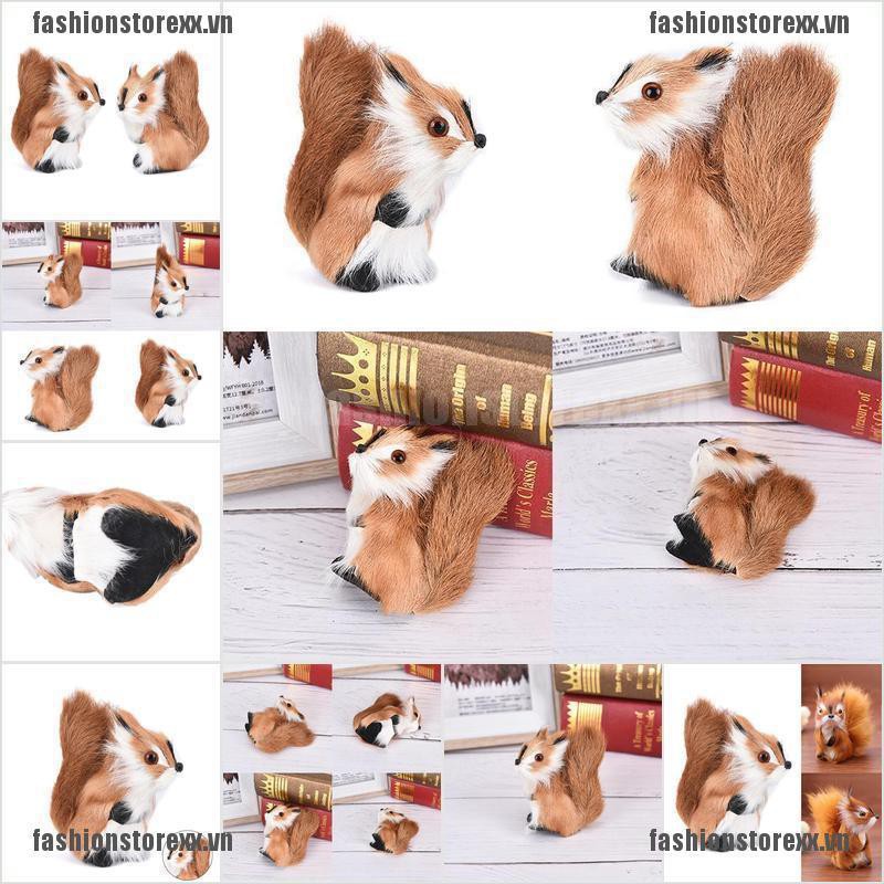 FASSI Simulation Fur Squirrel Plush Stuffed Doll Animal Toy Children Gift Home Decor VN