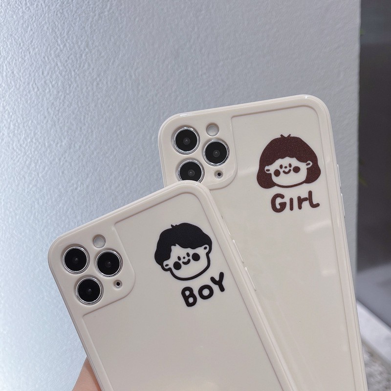 Ốp lưng iphone viền nổi bóng mặt boy & girl 6/6plus/6s/6splus/7/7plus/8/8plus/x/xr/xs/11/12/pro/max/promax - Awifi A1-15