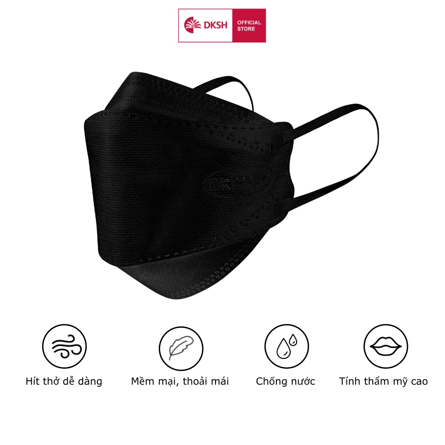 Combo 5 Khẩu Trang Y Tế 4D Ok Mask Theo Thiết Kế Kf94, Đạt Chuẩn Kháng Khuẩn, Công Nghệ Nhật Bản Màu Đen