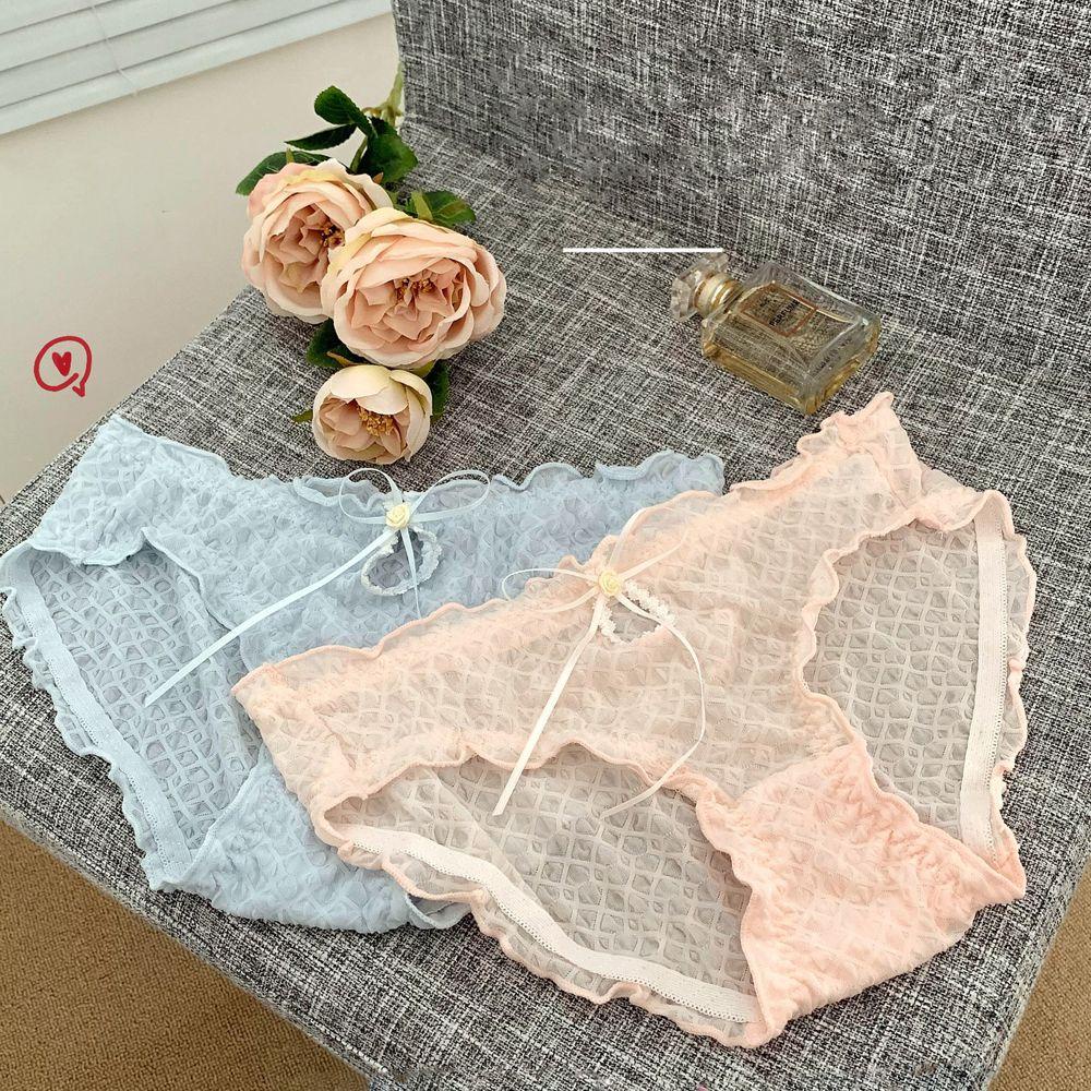 MOCHO Quần Lót Cotton Phối Ren Thoáng Khí Đính Nơ Phong Cách Nhật Bản Cho Nữ