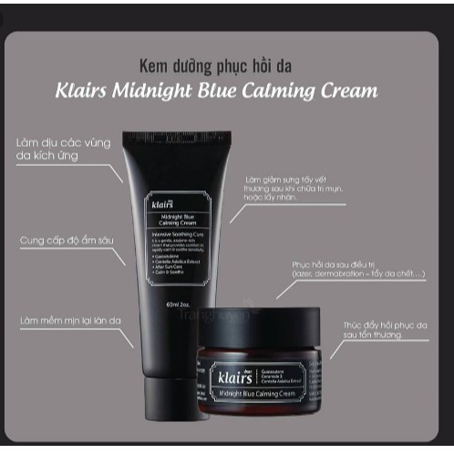 Kem Dưỡng Phục Hồi Da Ban Đêm Klairs Midnight Blue Calming Cream