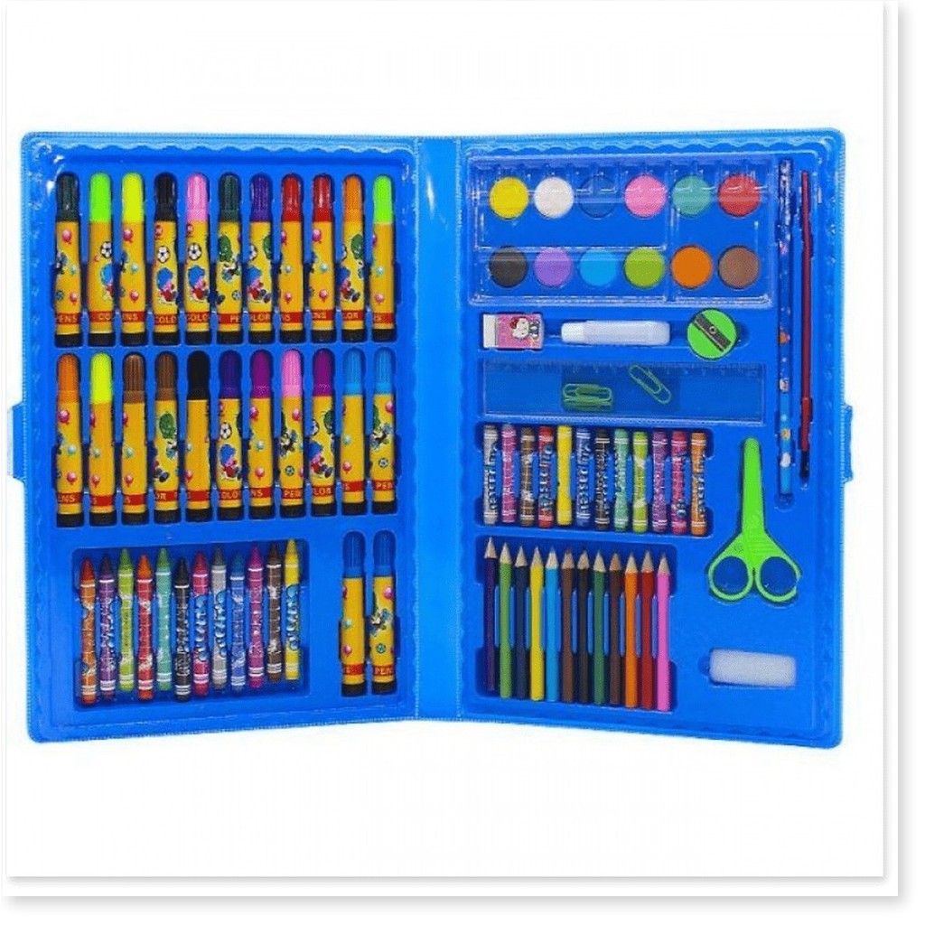 Bộ dụng cụ vẽ cho bé - Hộp bút chì màu đa năng 86 món tiện dụng_HBCM02