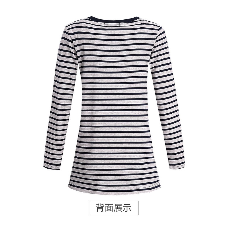 Áo Thun Tay Dài Dáng Rộng Kẻ Sọc Ngang Trẻ Trung Hợp Thời Trang Cho Nữ