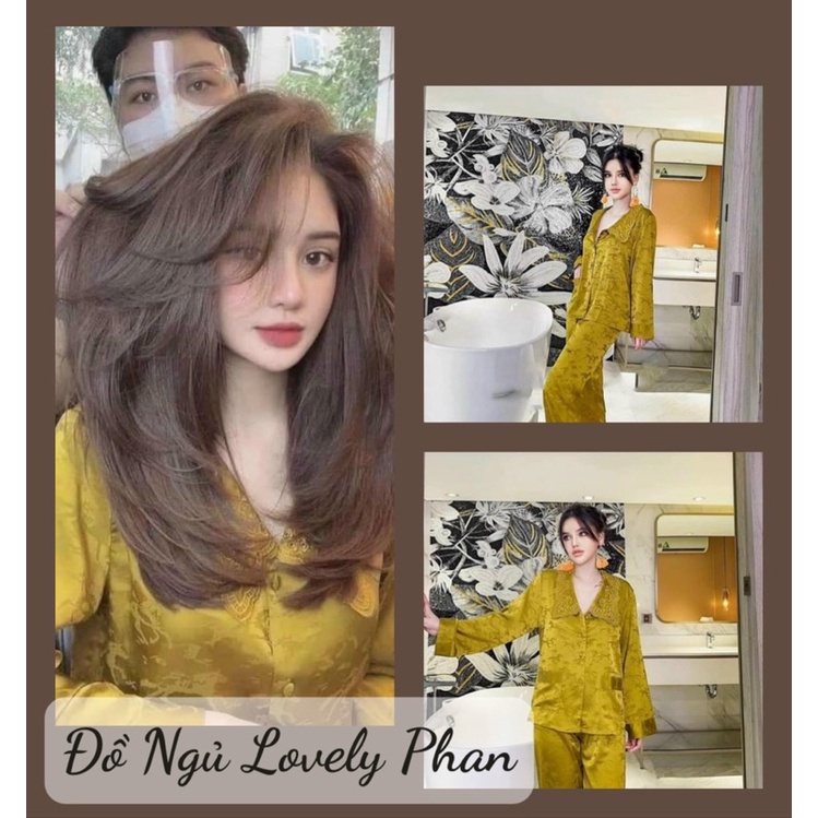 Bộ Lụa Mặc Nhà Pijama Nữ Tay Dài Quần Dài Họa Tiết Chìm Chất Lụa Cao Cấp Mát Mềm Mịn  LovelyPhan Pijama