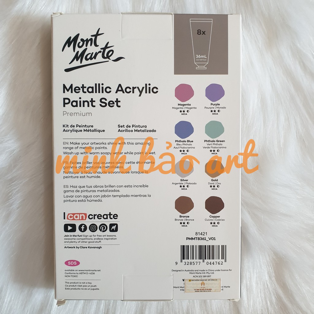 MÀU ACRYLIC METALLIC MONT MARTE INTRO SET DẠNG TUÝP 18 ML BỘ 8 MÀU , TUÝP 36 ML BỘ 8/12/24/36 MÀU