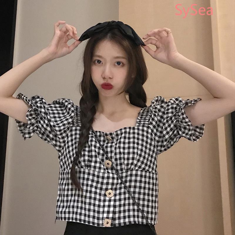 Áo Croptop Tay Ngắn Kẻ Sọc Thời Trang Mùa Hè Cho Nữ
