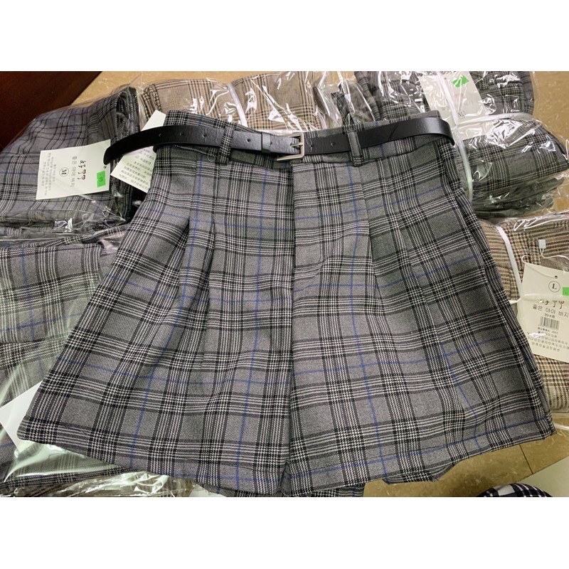 QUẦN ĐÙI NỮ KẺ CARO LƯNG CAO VẢI HÀN CAO CẤP QUẦN SHORTS NỮ