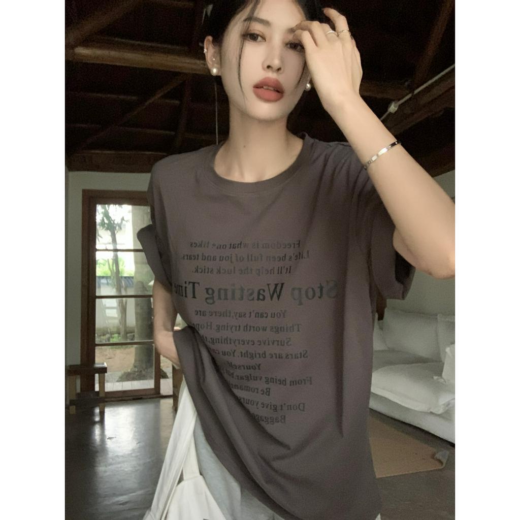 「 WELOVE1 」Áo Thun Tay Ngắn Cổ Thuyền Dáng Rộng In Hình monogram Thời Trang Mùa Hè Mới