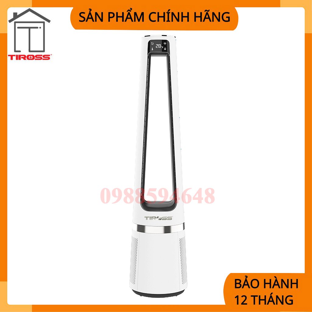 ￼Quạt tháp không cánh lọc không khí Tiross TS9176 33W có đk, tạo ion âm, hẹn giờ, bảo hành 12 tháng