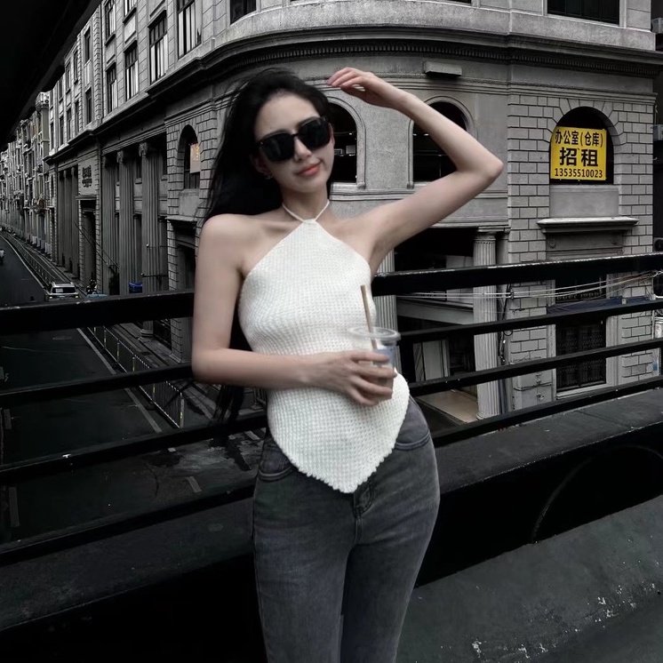 Áo Hai Dây Dệt Kim Phong Cách Hàn Quốc Gợi Cảm Thời Trang Mùa Hè Hàng Mới Dành Cho Bạn Nữ