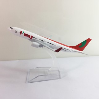 Mô hình máy bay kim loại Hàn Quốc T'way Air 16cm dòng Boeing 737 món quà tặng mô hình die-cast trưng bày tủ kệ ti-vi bàn